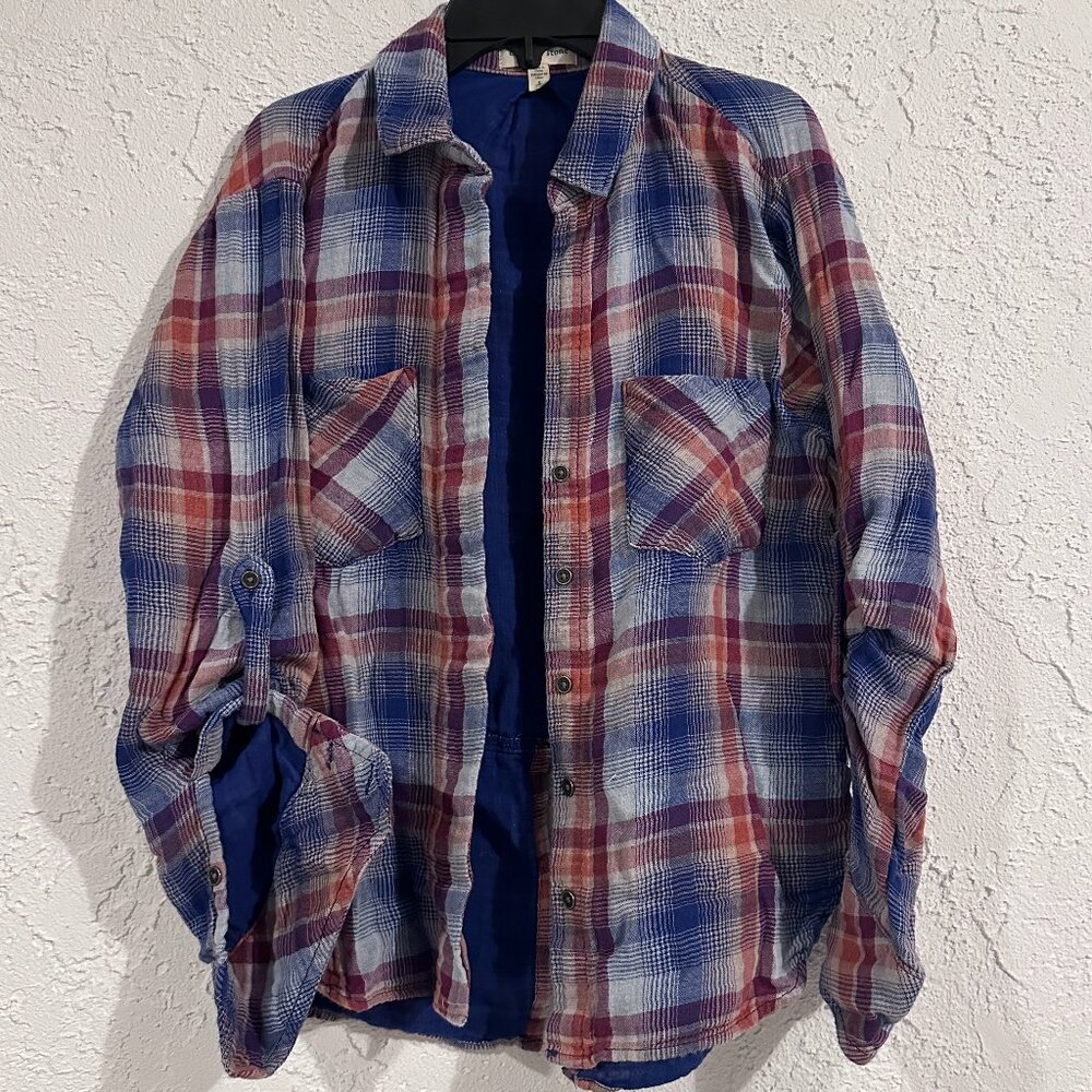 ✨ Cloth & Stone Plaid Gauze Shirt – Size S – Soft 100% Cotton – Casual Chic ✨